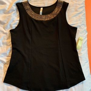Black bejeweled collar stretchy 3% spandex